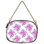 Blue Flowers On Pink Chain Purse (Two Sides) Front