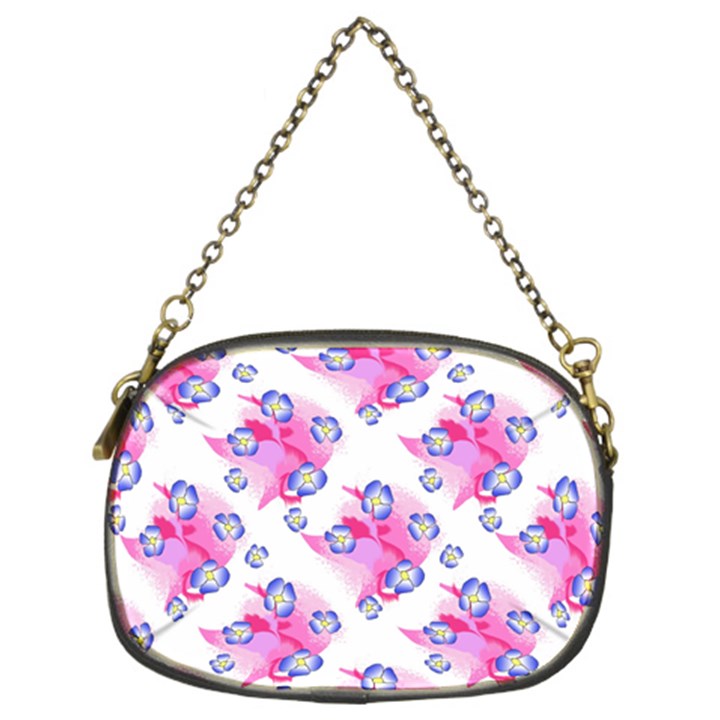 Blue Flowers On Pink Chain Purse (Two Sides)