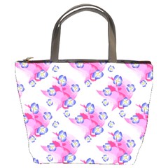 Blue Flowers On Pink Bucket Bag by bloomingvinedesign