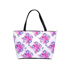 Blue Flowers On Pink Classic Shoulder Handbag by bloomingvinedesign