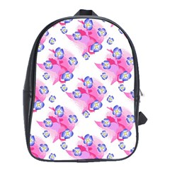 Blue Flowers On Pink School Bag (xl) by bloomingvinedesign