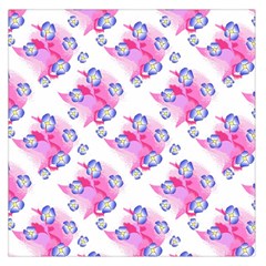 Blue Flowers On Pink Large Satin Scarf (square) by bloomingvinedesign