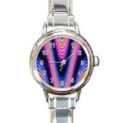 Wave Line Waveform Sound Purple Round Italian Charm Watch