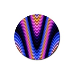 Wave Line Waveform Sound Purple Rubber Round Coaster (4 pack) 