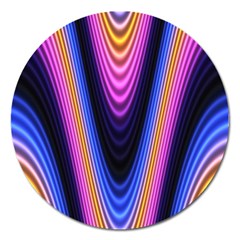 Wave Line Waveform Sound Purple Magnet 5  (Round)