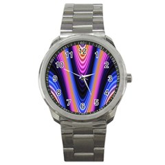 Wave Line Waveform Sound Purple Sport Metal Watch