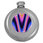 Wave Line Waveform Sound Purple Round Hip Flask (5 oz) Front