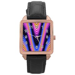 Wave Line Waveform Sound Purple Rose Gold Leather Watch 