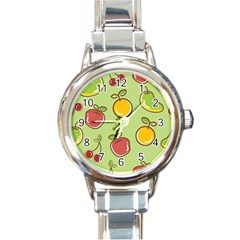 Seamless Healthy Fruit Round Italian Charm Watch by HermanTelo