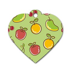 Seamless Healthy Fruit Dog Tag Heart (two Sides) by HermanTelo