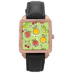 Seamless Healthy Fruit Rose Gold Leather Watch 