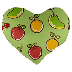 Seamless Healthy Fruit Large 19  Premium Flano Heart Shape Cushions