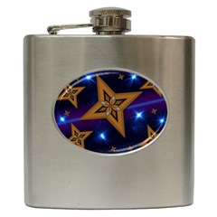 Star Background Hip Flask (6 Oz) by HermanTelo