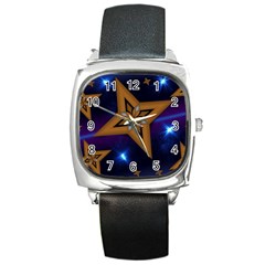 Star Background Square Metal Watch