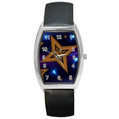 Star Background Barrel Style Metal Watch