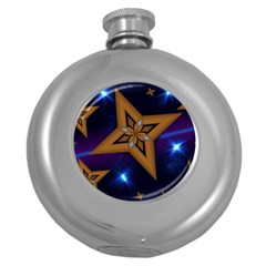 Star Background Round Hip Flask (5 Oz)