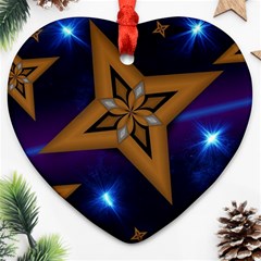 Star Background Heart Ornament (two Sides) by HermanTelo