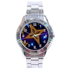 Star Background Stainless Steel Analogue Watch