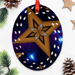 Star Background Oval Filigree Ornament (two Sides)