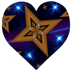 Star Background Wooden Puzzle Heart