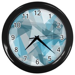 Triangle Blue Pattern Wall Clock (black) by HermanTelo