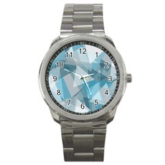 Triangle Blue Pattern Sport Metal Watch by HermanTelo