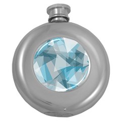 Triangle Blue Pattern Round Hip Flask (5 Oz)