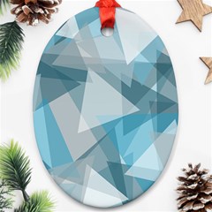 Triangle Blue Pattern Oval Ornament (two Sides)