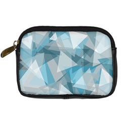 Triangle Blue Pattern Digital Camera Leather Case by HermanTelo