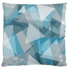 Triangle Blue Pattern Large Flano Cushion Case (one Side)