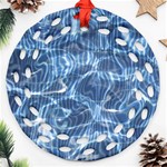 Abstract Blue Diving Fresh Round Filigree Ornament (Two Sides) Front