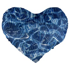 Abstract Blue Diving Fresh Large 19  Premium Flano Heart Shape Cushions