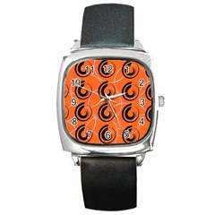 Background Pattern Retro Square Metal Watch