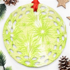 Background Green Star Ornament (round Filigree)