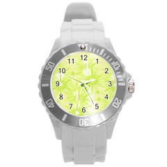 Background Green Star Round Plastic Sport Watch (l)