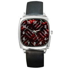 Background Red Metal Square Metal Watch