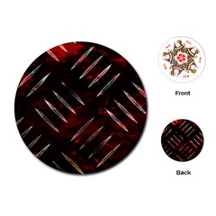 Background Red Metal Playing Cards Single Design (round)