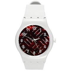 Background Red Metal Round Plastic Sport Watch (m)