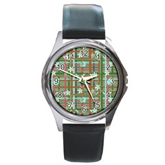 Textile Fabric Round Metal Watch by HermanTelo