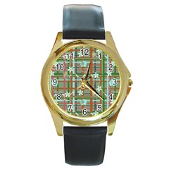 Textile Fabric Round Gold Metal Watch by HermanTelo