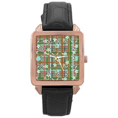 Textile Fabric Rose Gold Leather Watch 