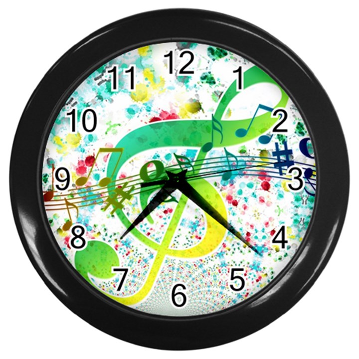 Circle Music Pattern Wall Clock (Black)