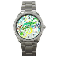 Circle Music Pattern Sport Metal Watch