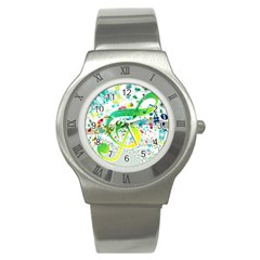 Circle Music Pattern Stainless Steel Watch