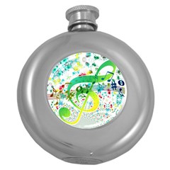 Circle Music Pattern Round Hip Flask (5 Oz)