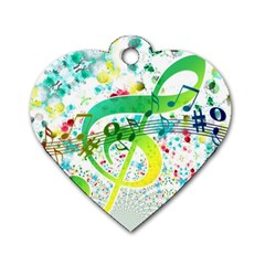 Circle Music Pattern Dog Tag Heart (two Sides)