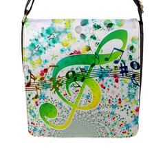 Circle Music Pattern Flap Closure Messenger Bag (l)