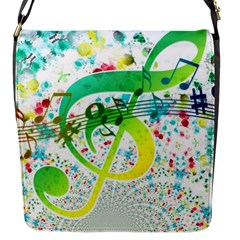 Circle Music Pattern Flap Closure Messenger Bag (s) by HermanTelo