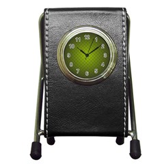 Hexagon Background Line Pen Holder Desk Clock