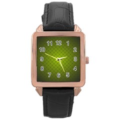 Hexagon Background Line Rose Gold Leather Watch 